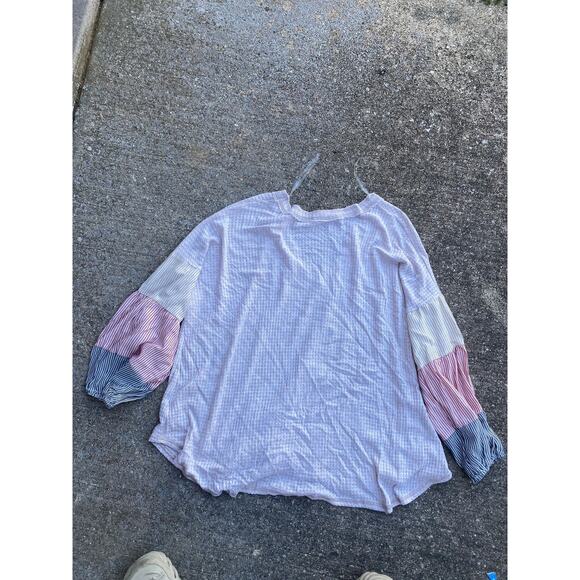 Chrysanthemum women size Medium top v Neck boho long sleeve - Picture 4 of 5